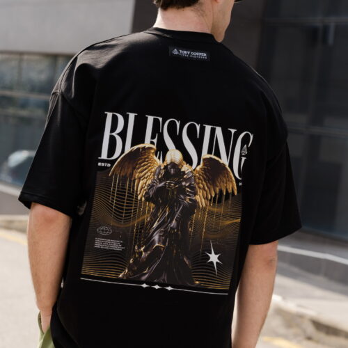 BLACK ANGEL OVERSIZED TSHIRT BACK VIEW